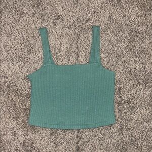 American Eagle Outfitters Teal Ribbed Crop Top